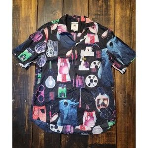 G Star Raw Mens XL Short Sleeve Button Up Shirt Graphic Print